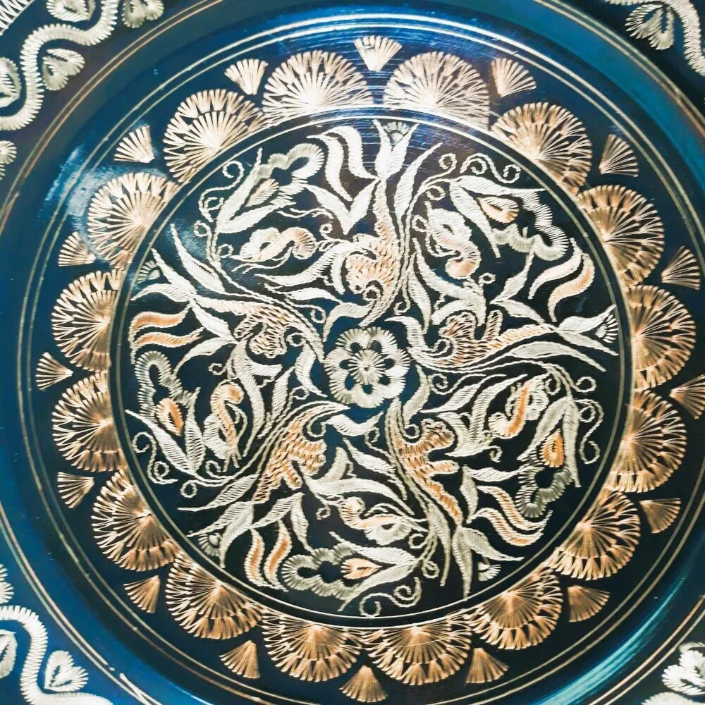 Turkish Enamel On Copper Wall Hanging Plate 12